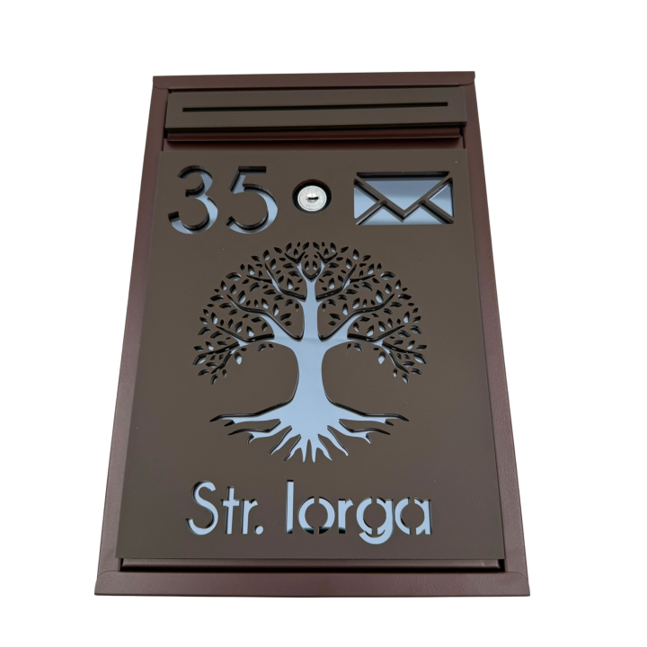 CUTIE POSTALA PERSONALIZATA - Maro Satinat / Gri Antracit Oglinda - 32x22x9cm 🌳